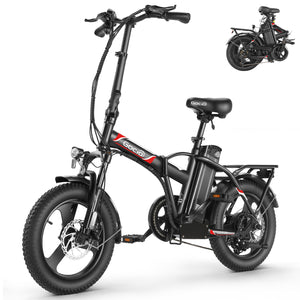 Gocio Peak 700W Electric Bike, 16" x 3.0 One-Piece Fat Tire Foldable Electric Bicycle for Adults Women, 48V 374.4Wh Removable Battery Ebikes, 20MPH Commuter E Bike for Teenager UL 2849 - GOCIO