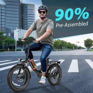 Gocio 500W Electric Bike, 20" * 3.0" Fat Tire Electric Bicycle, City Cruiser Ebike with 48V 10.4Ah Removable Battery UL 2849, Max 19.8mph Electric Folding Bike for Adults Shimano 7 Speed Black - GOCIO