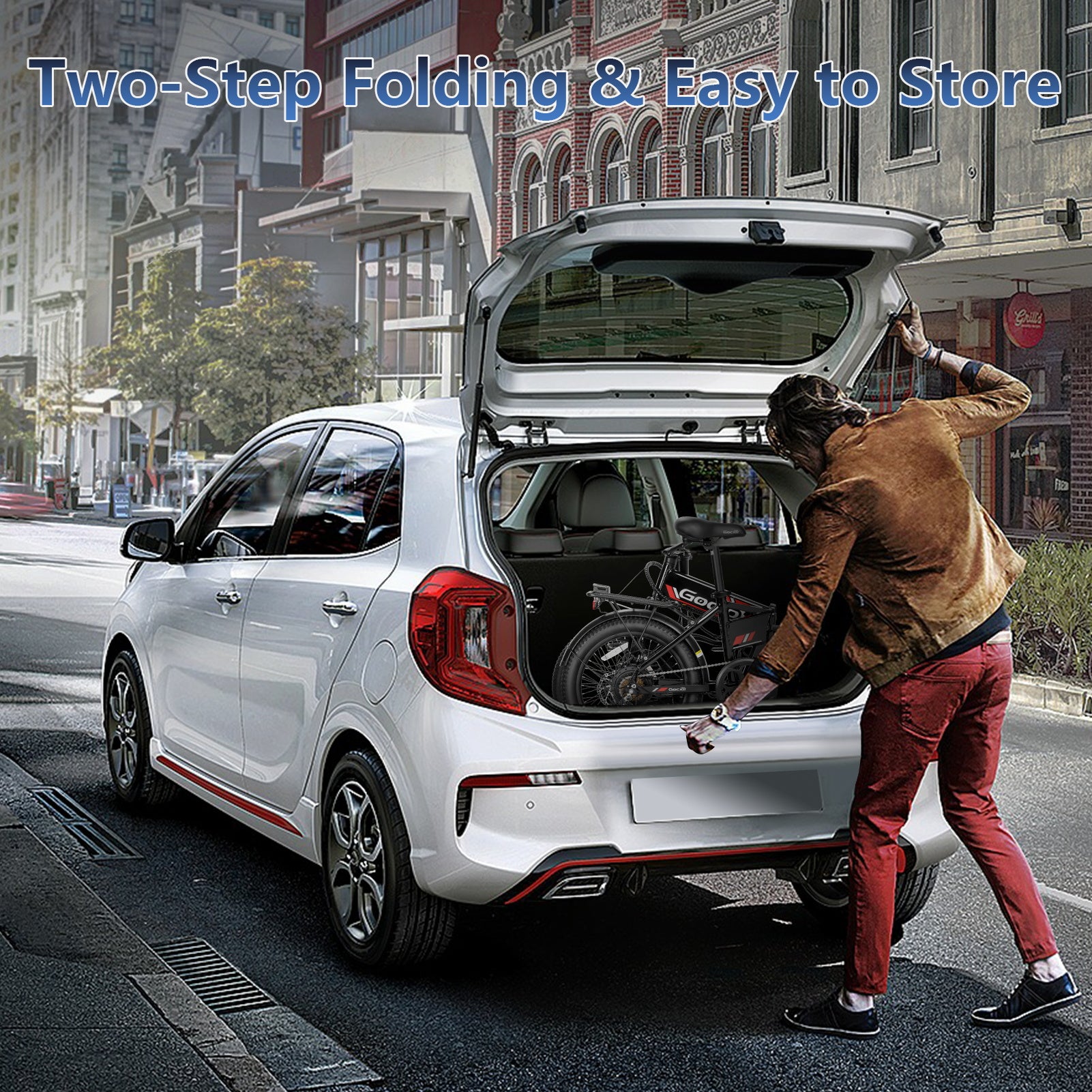 Gocio Foldable Electric Bike for Adults, Peak 750W Electric Mountain Bicycles, 20" * 2.4" Fat Tire Electric Bicycle, 375Wh 48V Removable Lithium-Ion Battery,Urban Commuter Ebike Man Woman UL2849 - GOCIO