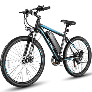 Gocio 26" x 2.1" Electric Bike 500W Electric Bike for Adults, Max 19.8mph Electric Mountain Bicycle, 48V 375Wh Battery Commuter Ebike, Lockable Suspension Fork, Shimano 21 Speed, UL 2849 Certified - GOCIO