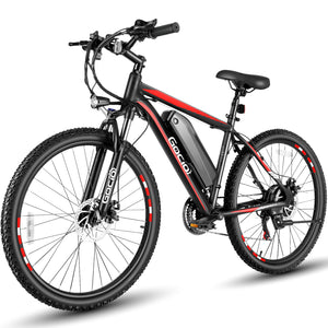 Gocio 26" x 2.1" Electric Bike 500W Electric Bike for Adults, Max 19.8mph Electric Mountain Bicycle, 48V 375Wh Battery Commuter Ebike, Lockable Suspension Fork, Shimano 21 Speed, UL 2849 Certified - GOCIO