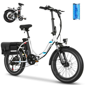 Gocio 500W Electric Bike, 20" * 3.0" Fat Tire Electric Bicycle, City Cruiser Ebike with 48V 10.4Ah Removable Battery UL 2849, Max 19.8mph Electric Folding Bike for Adults Shimano 7 Speed Black - GOCIO
