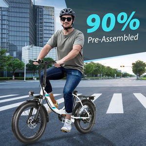 Gocio 500W Electric Bike, 20" * 3.0" Fat Tire Electric Bicycle, City Cruiser Ebike with 48V 10.4Ah Removable Battery UL 2849, Max 19.8mph Electric Folding Bike for Adults Shimano 7 Speed Black - GOCIO