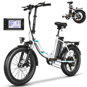 Gocio 500W Electric Bike, 20" * 3.0" Fat Tire Electric Bicycle, City Cruiser Ebike with 48V 10.4Ah Removable Battery UL 2849, Max 19.8mph Electric Folding Bike for Adults Shimano 7 Speed Black - GOCIO