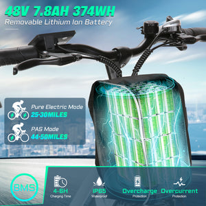 Gocio 500W 26" Electric Bike 48V Electric Bicycle for Adults, 19.8mph Cruiser Ebike, Electric Commuter Bike with Carrier Rack, Low Step Frame Shimano 7 Speed for Men Women Senior UL 2849 - GOCIO