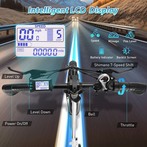 Gocio 500W Electric Bike, 20" * 3.0" Fat Tire Electric Bicycle, City Cruiser Ebike with 48V 10.4Ah Removable Battery UL 2849, Max 19.8mph Electric Folding Bike for Adults Shimano 7 Speed Black - GOCIO