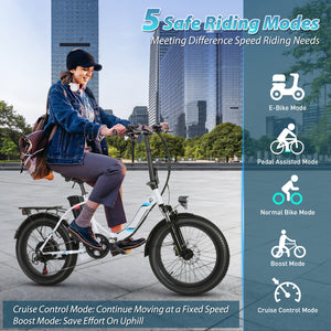 Gocio 500W Electric Bike, 20" * 3.0" Fat Tire Electric Bicycle, City Cruiser Ebike with 48V 10.4Ah Removable Battery UL 2849, Max 19.8mph Electric Folding Bike for Adults Shimano 7 Speed Black - GOCIO