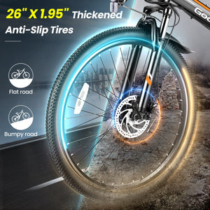 Gocio Electric Bike 500W Folding Electric Mountain Bike 26" Full Suspension Adult Electric Bike 21 Speed Max 19.8Mph with 48V 374.4Wh Battery UL2849 - GOCIO