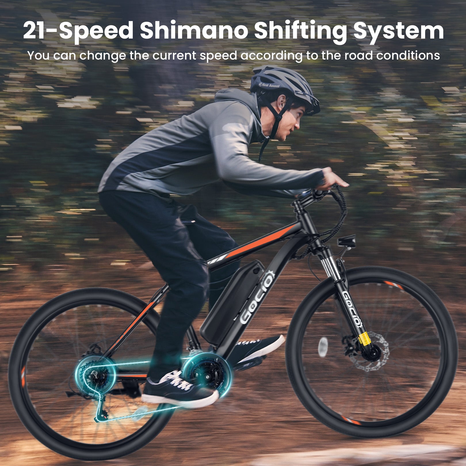 Gocio 27.5" Electric Bike, 500W Adult Electric Bicycle, 48V 10.4Ah Battery, 19.8MPH Electric Mountain Bike, Lockable Suspension Fork, LCD, Shimano 21-Speed Gears, E-Bikes for Off-Road, UL2849