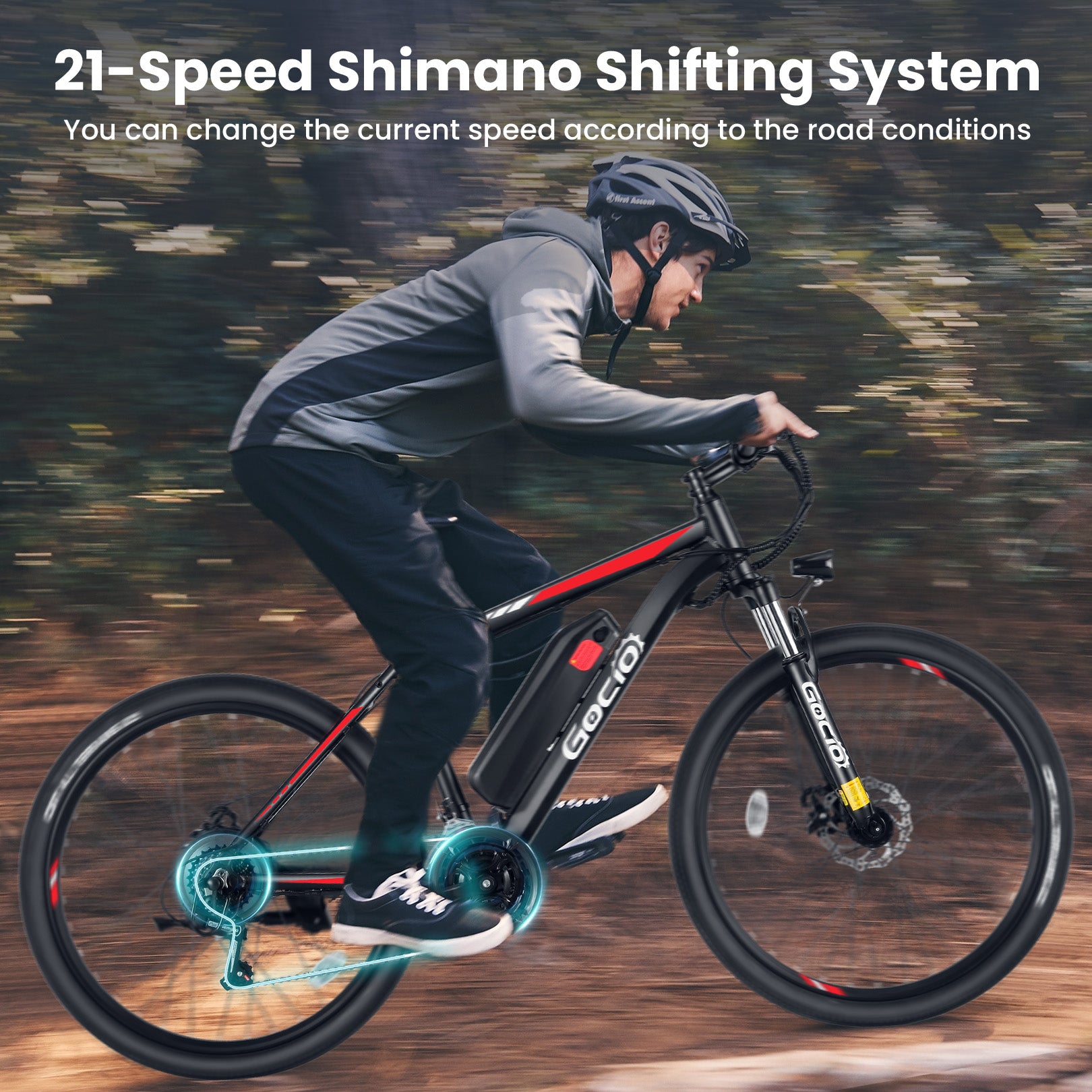 Gocio 27.5" Electric Bike, 500W Adult Electric Bicycle, 48V 10.4Ah Battery, 19.8MPH Electric Mountain Bike, Lockable Suspension Fork, LCD, Shimano 21-Speed Gears, E-Bikes for Off-Road, UL2849