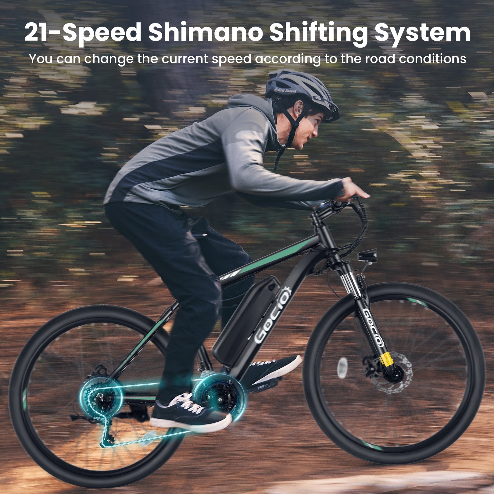 Gocio 27.5" Electric Bike, 500W Adult Electric Bicycle, 48V 10.4Ah Battery, 19.8MPH Electric Mountain Bike, Lockable Suspension Fork, LCD, Shimano 21-Speed Gears, E-Bikes for Off-Road, UL2849