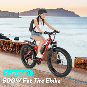 Gocio Electric Bike 500W Fat Tire Electric Bike for Adults 26 4.0" All Terrain Off Road Electric Mountain Bike Max 22Mph with 48V 13Ah Battery UL2849 - GOCIO