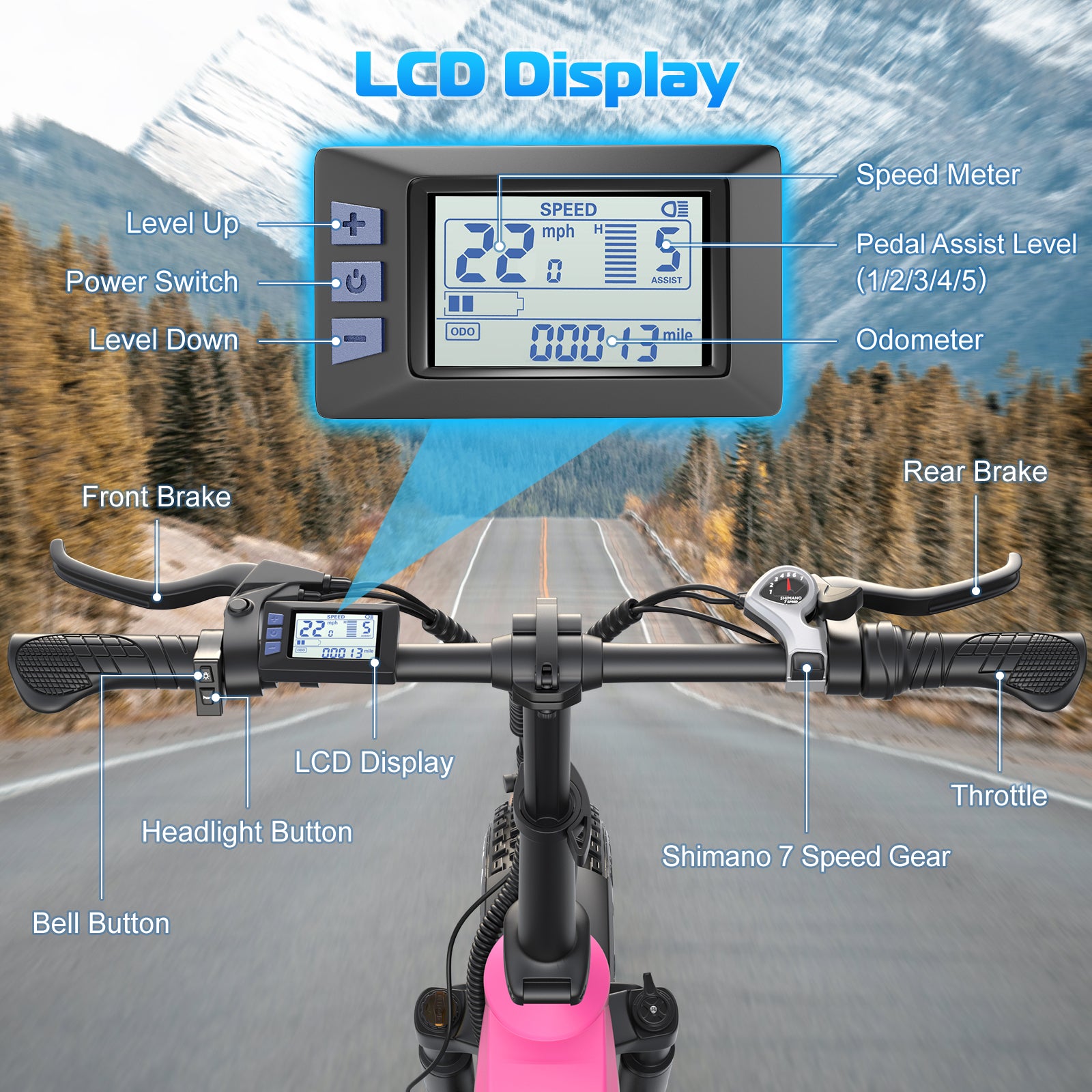 Gocio Electric Bike for Adults, Peak 1025W Mountain E Bike, 48V 13AH Removable Lithium-Ion Battery Ebikes, 20"x4.0" Fat Tire Electric Bicycles, 3A Fast Charge, up to 60 Miles Man Woman UL2849