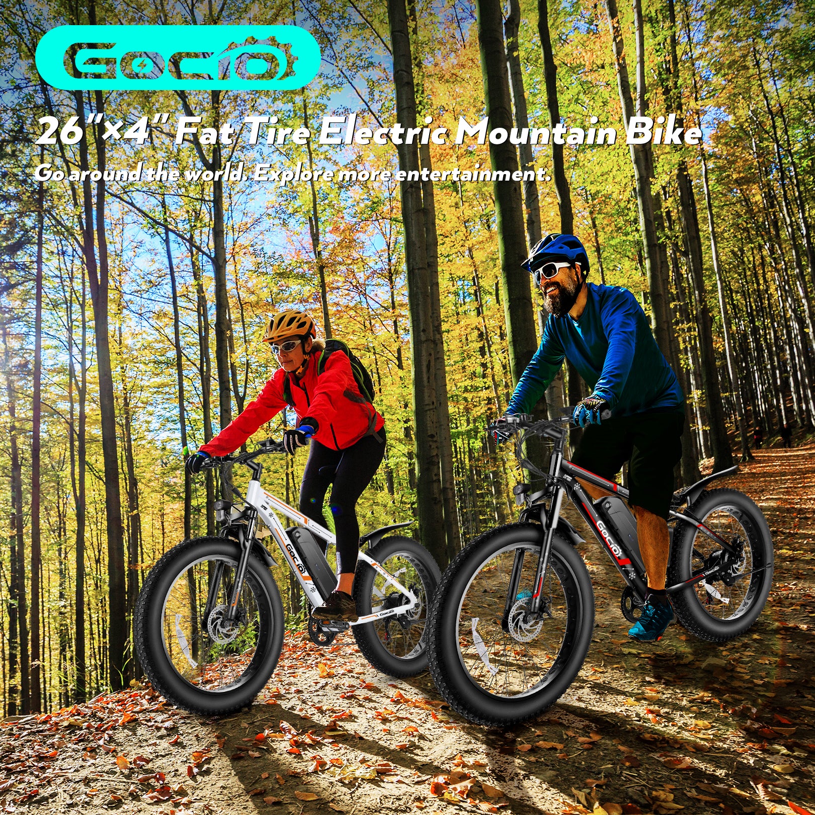 Gocio 26" 4.0 Fat Tire Electric Bike for Adults, 500W Adults E Bike, 48V 13Ah Battery, Max 22Mph Electric Mountain Bike Beach Bicycle Snow Bike Ebike for Men, Professional 7-Speed UL2849