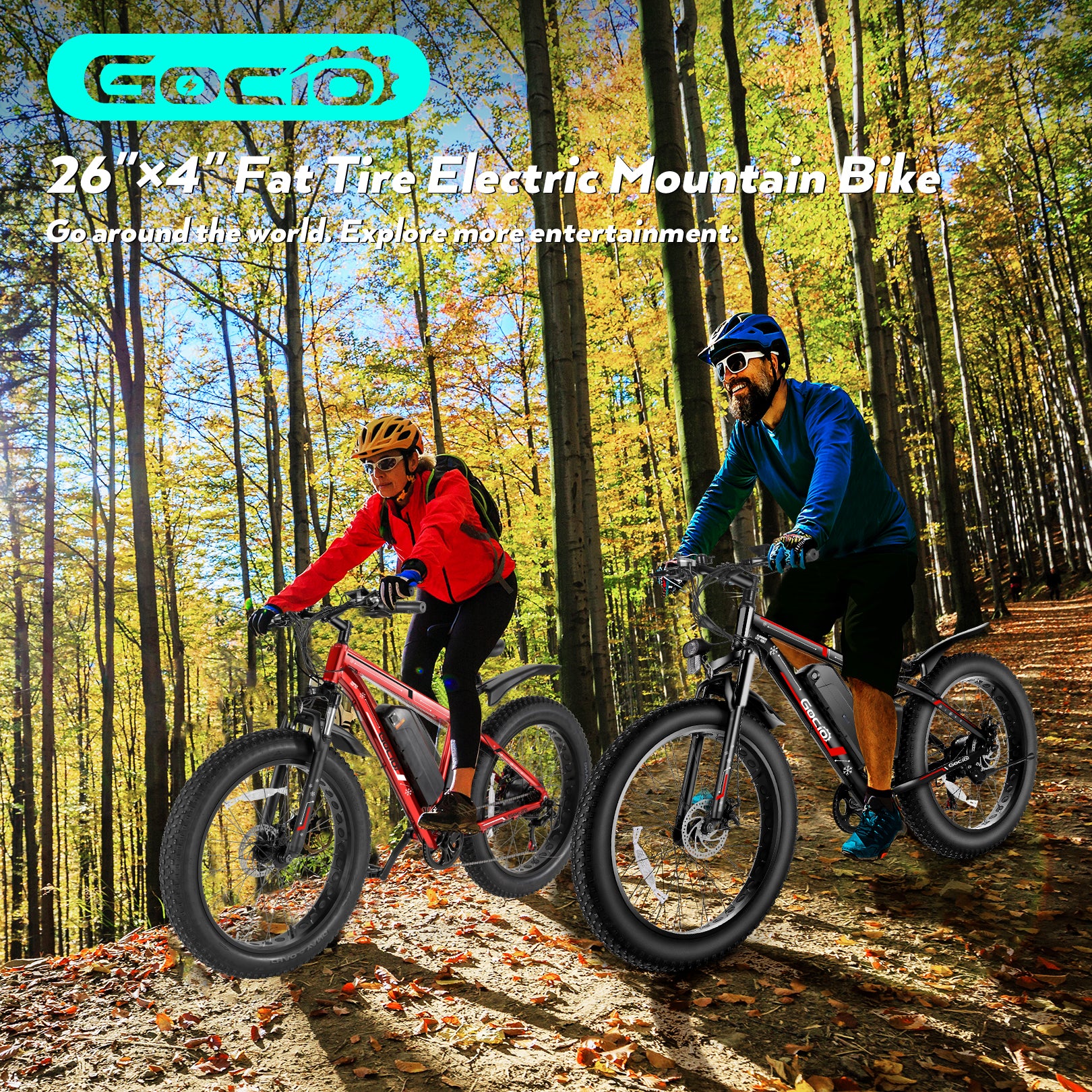 Gocio 26" 4.0 Fat Tire Electric Bike for Adults, 500W Adults E Bike, 48V 13Ah Battery, Max 22Mph Electric Mountain Bike Beach Bicycle Snow Bike Ebike for Men, Professional 7-Speed UL2849