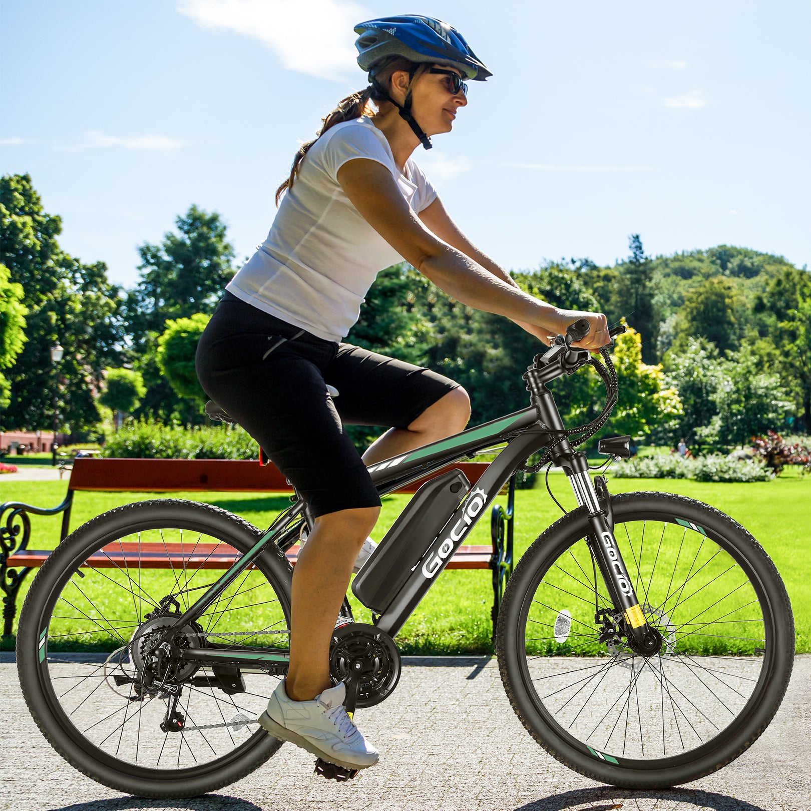 Gocio 27.5" Electric Bike, 500W Adult Electric Bicycle, 48V 10.4Ah Battery, 19.8MPH Electric Mountain Bike, Lockable Suspension Fork, LCD, Shimano 21-Speed Gears, E-Bikes for Off-Road, UL2849