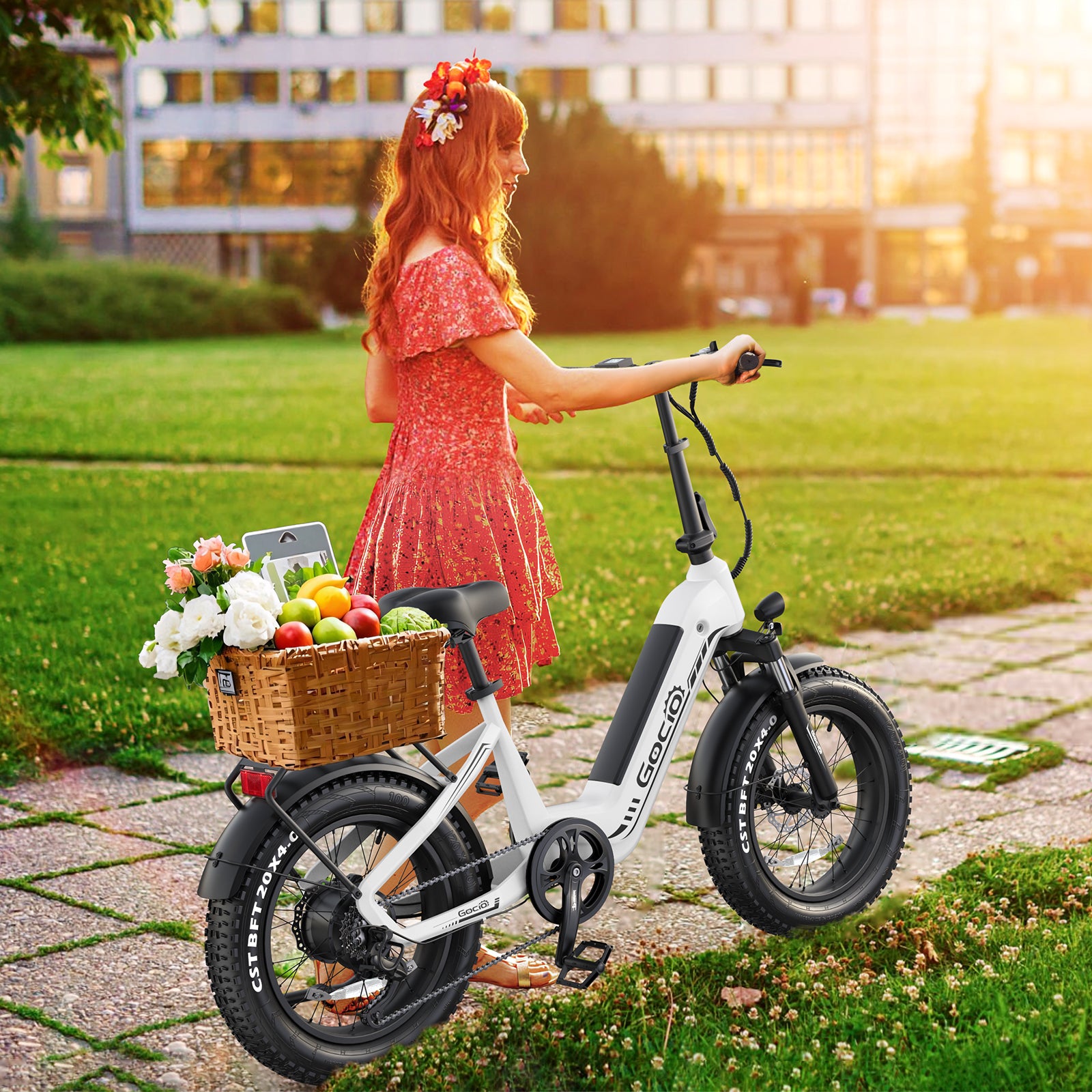 Gocio Electric Bike for Adults, Peak 1025W Mountain E Bike, 48V 13AH Removable Lithium-Ion Battery Ebikes, 20"x4.0" Fat Tire Electric Bicycles, 3A Fast Charge, up to 60 Miles Man Woman UL2849