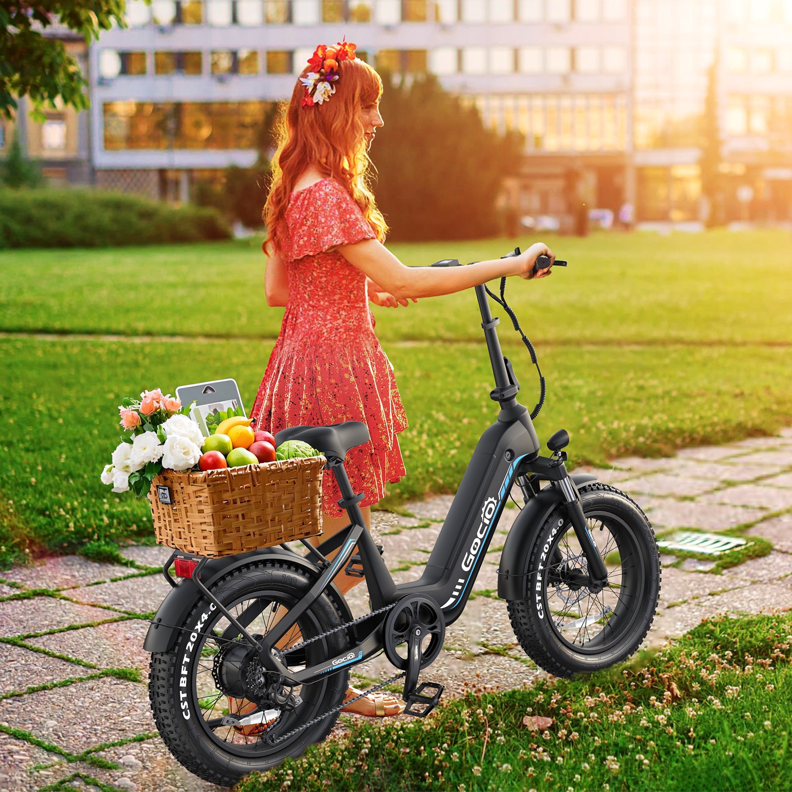 Gocio Electric Bike for Adults, Peak 1025W Mountain E Bike, 48V 13AH Removable Lithium-Ion Battery Ebikes, 20"x4.0" Fat Tire Electric Bicycles, 3A Fast Charge, up to 60 Miles Man Woman UL2849