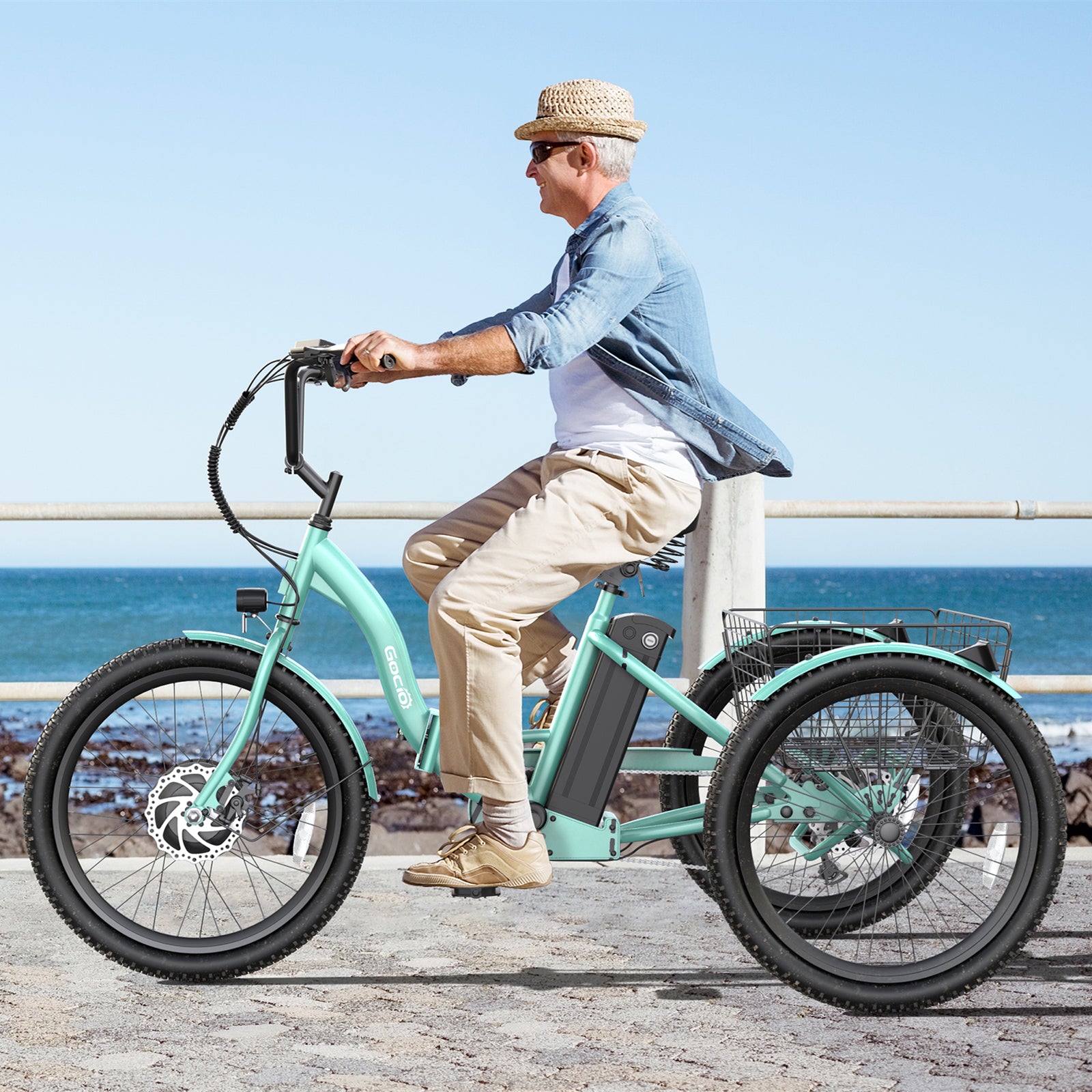 Gocio Electric Tricycle for Adults, Peak 500W Motor Electric Trike 48V 10.4AH UL2849 Battery, Cargo Motorized Tricycle, Shimano 7 Gears 3-Wheel Electric Bike for Adults & Seniors