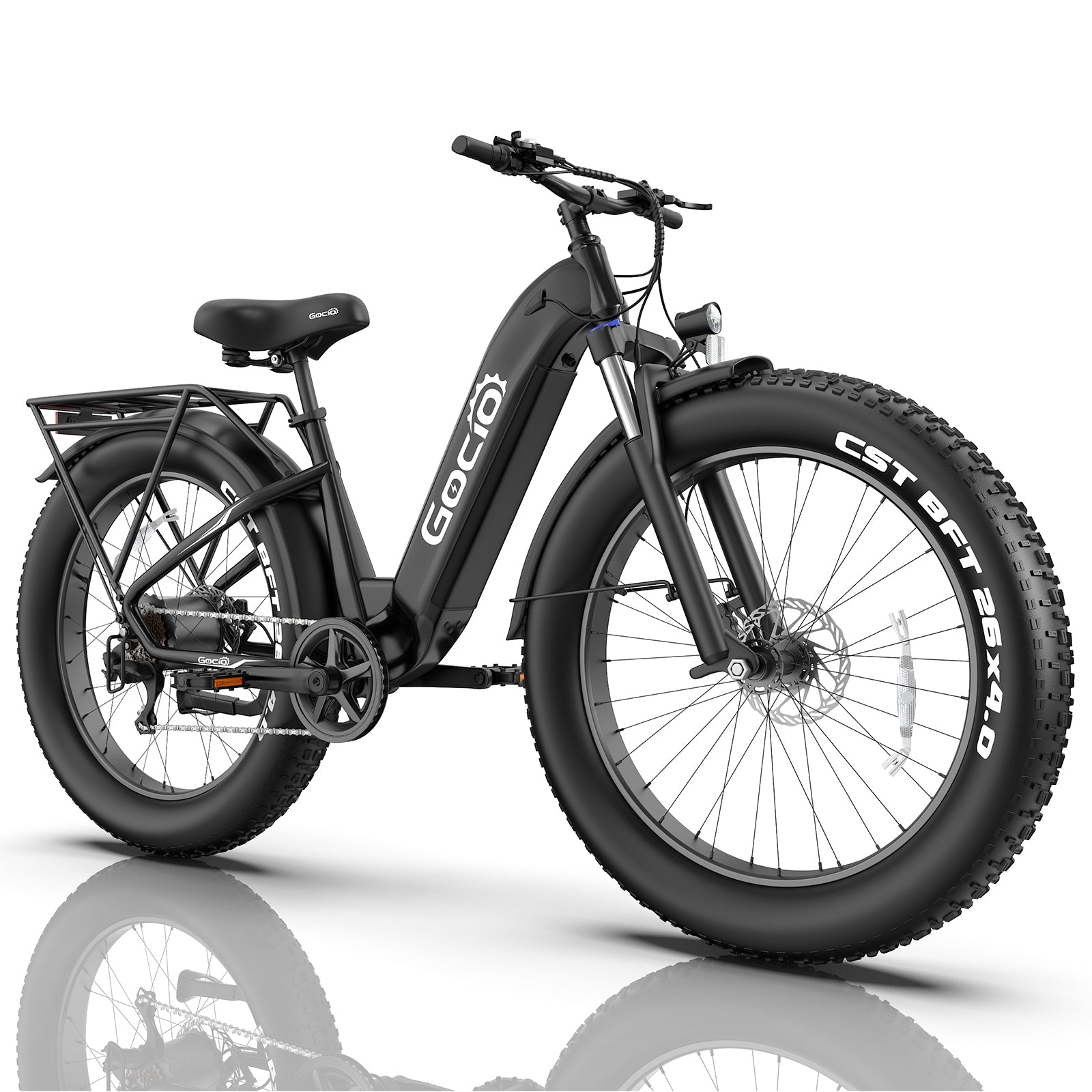 Gocio Electric Bike, 26" x 4.0 Fat Tire Ebike, 750W Motor Electric Mountain Bike for Adults, 22MPH Electric Bicycle for Men with 48V 15Ah Removable Battery UL 2849 Shimano 7 Speed - GOCIO