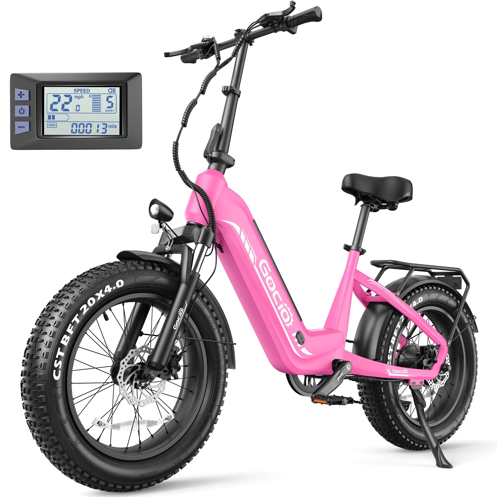 Gocio Electric Bike for Adults, Peak 1025W Mountain E Bike, 48V 13AH Removable Lithium-Ion Battery Ebikes, 20"x4.0" Fat Tire Electric Bicycles, 3A Fast Charge, up to 60 Miles Man Woman UL2849