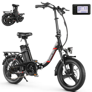 Gocio Electric Bike 3.0 Fat Tire Foldable Ebike, 48V 374.4Wh Battery, Peak 700W Folding Electric Bike, Lockable Suspension Fork, LCD, 16" One-Piece Tire Electric Bicycles for Women Adults UL2849 - GOCIO