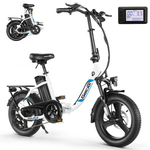 Gocio Electric Bike 3.0 Fat Tire Foldable Ebike, 48V 374.4Wh Battery, Peak 700W Folding Electric Bike, Lockable Suspension Fork, LCD, 16" One-Piece Tire Electric Bicycles for Women Adults UL2849 - GOCIO