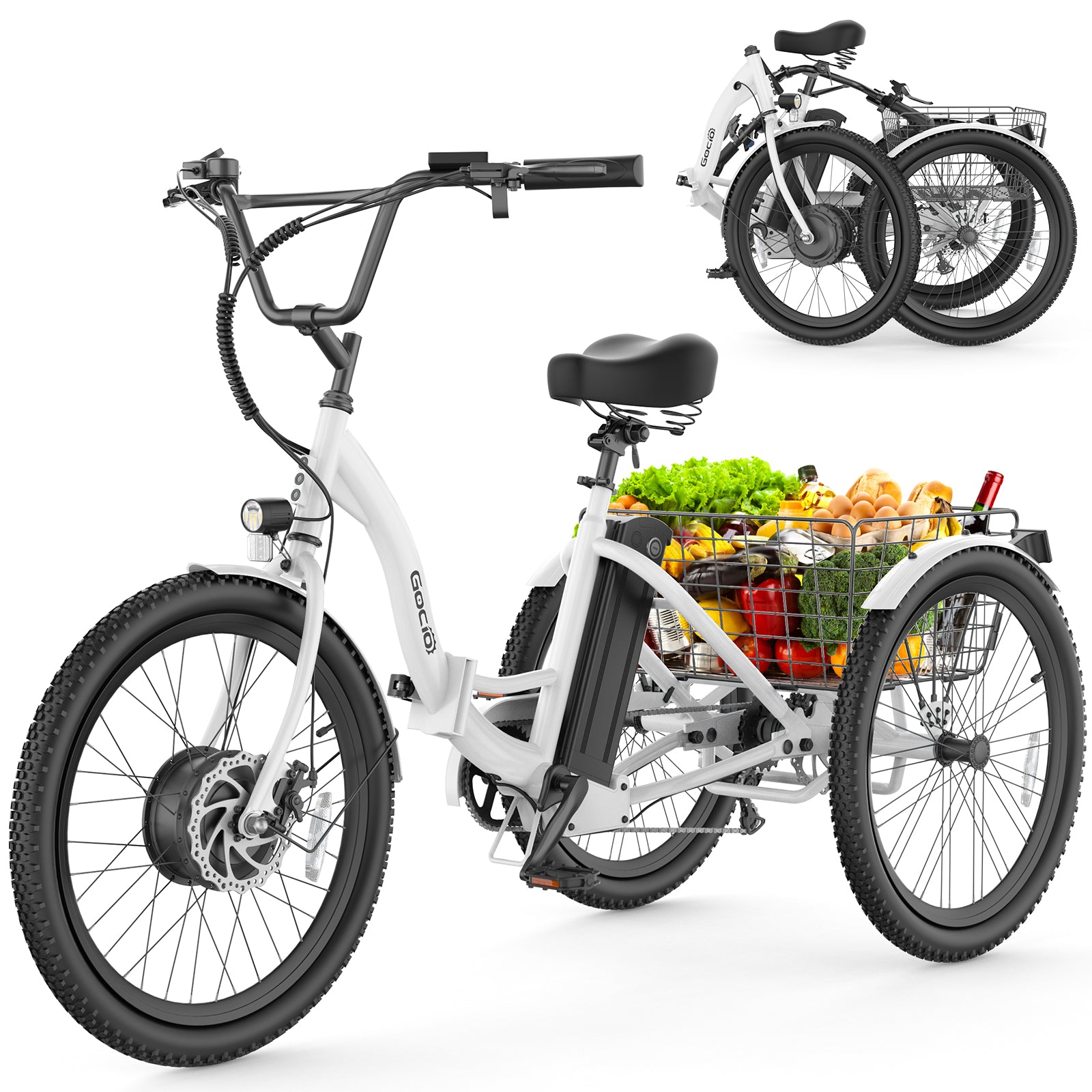 Gocio Electric Tricycle for Adults, Peak 500w Motor Electric Trike 48V 10.4ah Ul2849 Battery, Cargo Motorized Tricycle, Shimano 7 Gears 3-Wheel Gocio Electric Tricycle for Adults, Peak 500w Motor Electric Trike 48V 10.4ah Ul2849 Battery, Cargo Motorized Tricycle, Shimano 7 Gears 3-Wheel