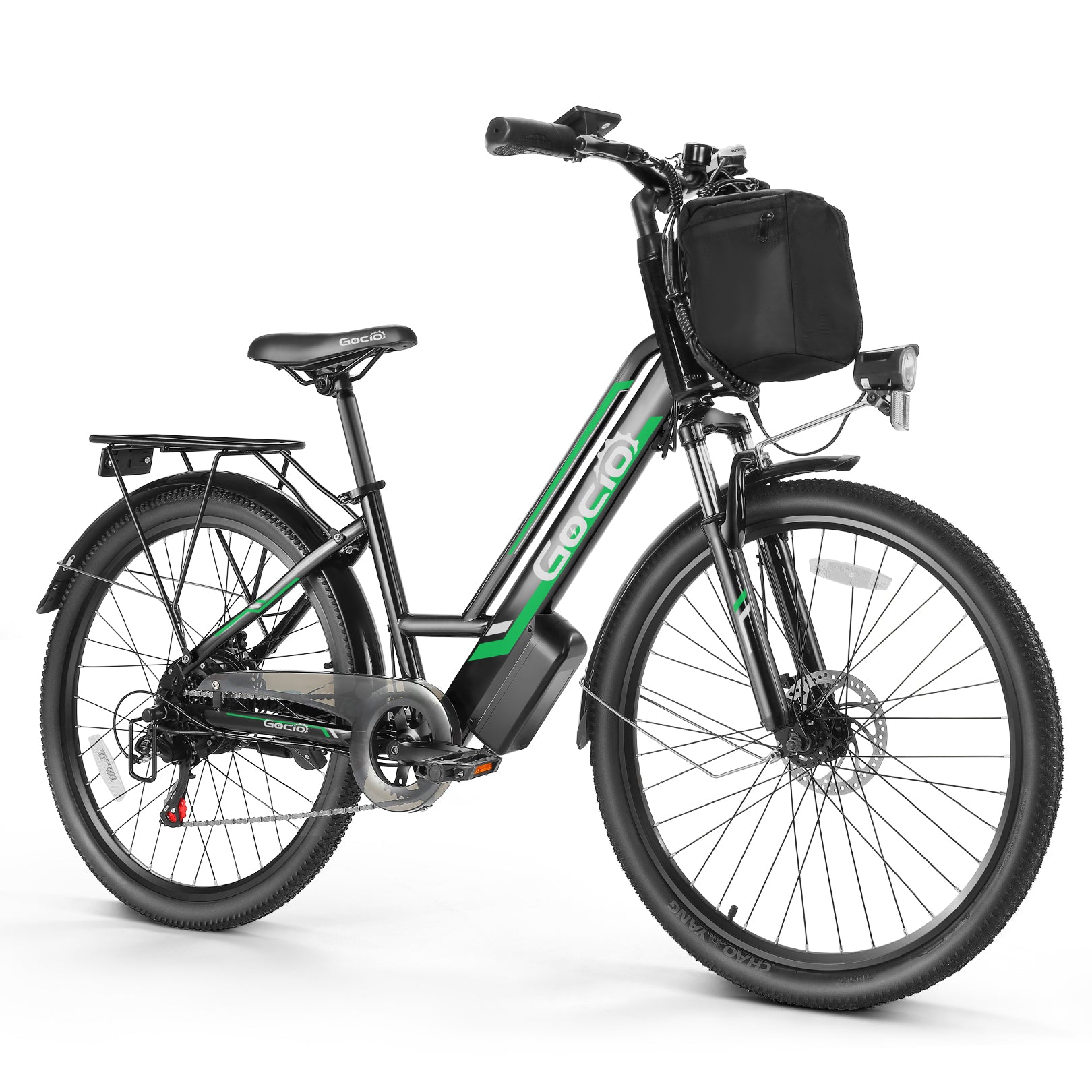 Gocio 500W 26" Electric Bike 48V Electric Bicycle for Adults, 19.8mph Cruiser Ebike, Electric Commuter Bike with Carrier Rack, Low Step Frame Shimano 7 Speed for Men Women Senior UL 2849