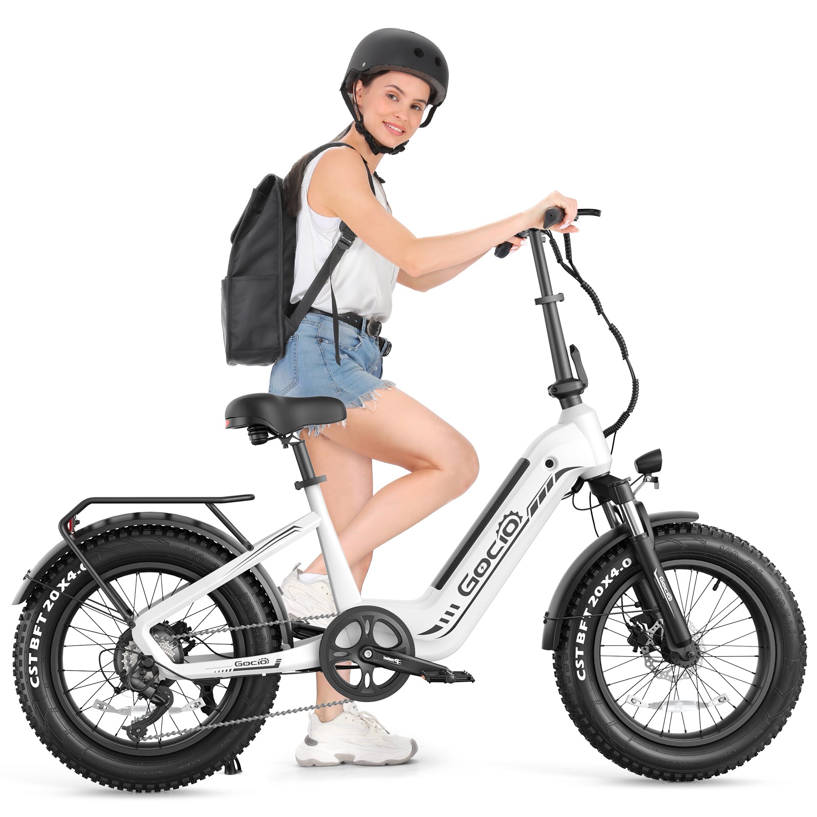 Gocio Electric Bike for Adults, Peak 1025W Mountain E Bike, 48V 13AH Removable Lithium-Ion Battery Ebikes, 20"x4.0" Fat Tire Electric Bicycles, 3A Fast Charge, up to 60 Miles Man Woman UL2849