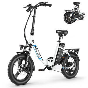 Gocio Electric Bike 3.0 Fat Tire Foldable Ebike, 48V 374.4Wh Battery, Peak 700W Folding Electric Bike, Lockable Suspension Fork, LCD, 16" One-Piece Tire Electric Bicycles for Women Adults UL2849 - GOCIO