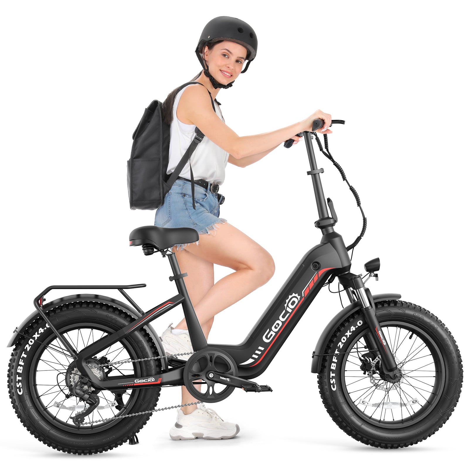Gocio Electric Bike for Adults, Peak 1025W Mountain E Bike, 48V 13AH Removable Lithium-Ion Battery Ebikes, 20"x4.0" Fat Tire Electric Bicycles, 3A Fast Charge, up to 60 Miles Man Woman UL2849