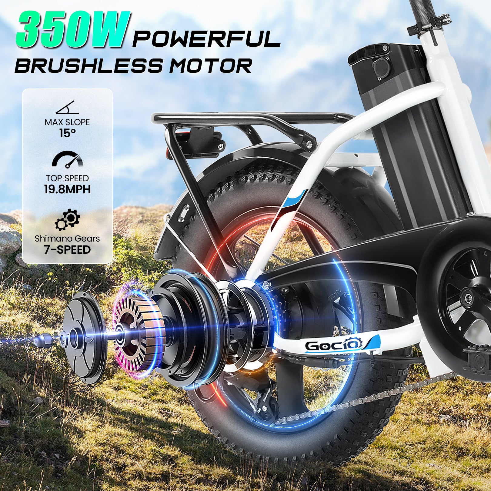 Gocio Electric Bike 3.0 Fat Tire Foldable Ebike, 48V 374.4Wh Battery, Peak 700W Folding Electric Bike, Lockable Suspension Fork, LCD, 16" One-Piece Tire Electric Bicycles for Women Adults UL2849 - GOCIO