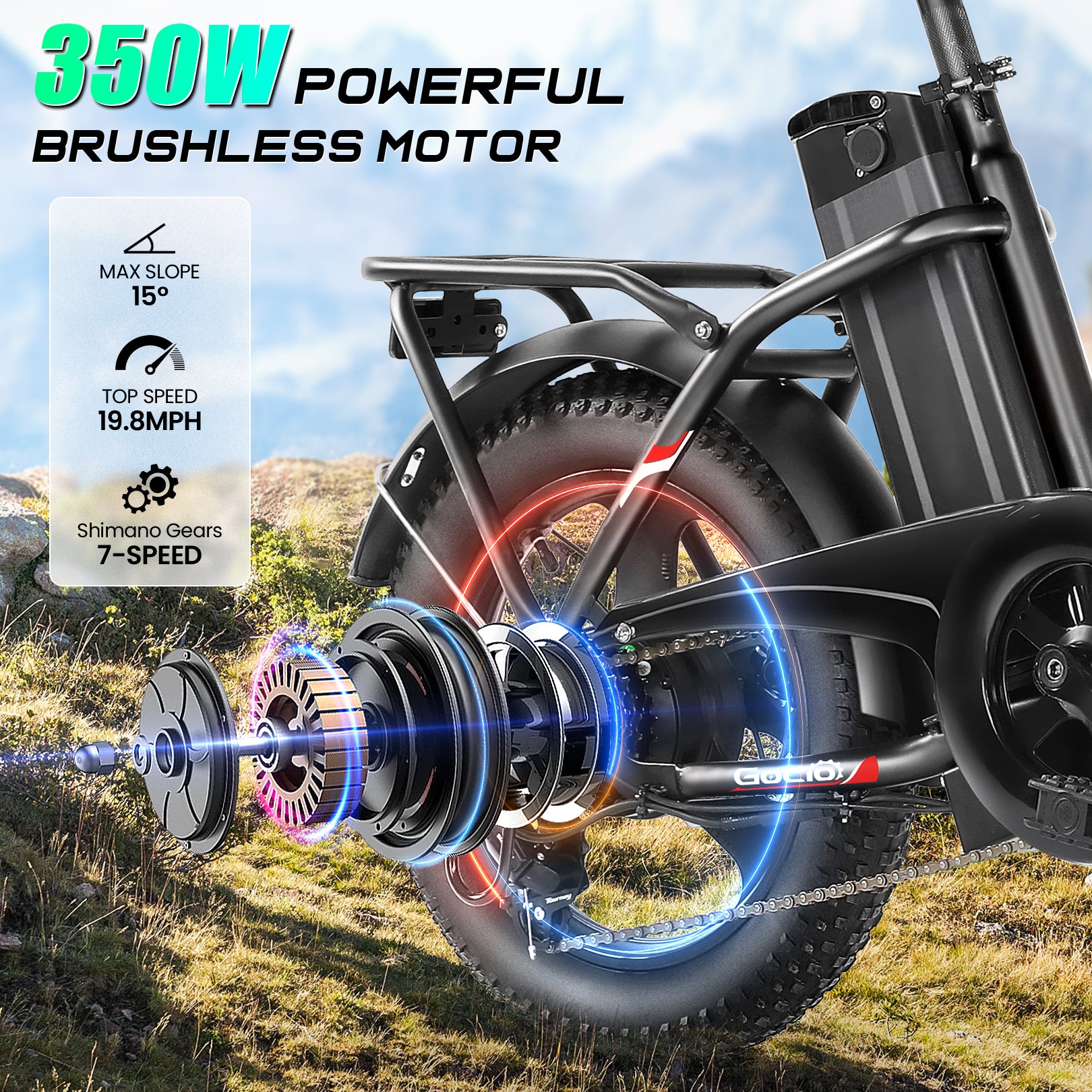 Gocio Electric Bike 3.0 Fat Tire Foldable Ebike, 48V 374.4Wh Battery, Peak 700W Folding Electric Bike, Lockable Suspension Fork, LCD, 16" One-Piece Tire Electric Bicycles for Women Adults UL2849 - GOCIO