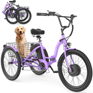 Gocio Electric Tricycle for Adults, Peak 500W Motor Electric Trike 48V 10.4AH UL2849 Battery, Cargo Motorized Tricycle, Shimano 7 Gears 3-Wheel Electric Bike for Adults & Seniors - GOCIO