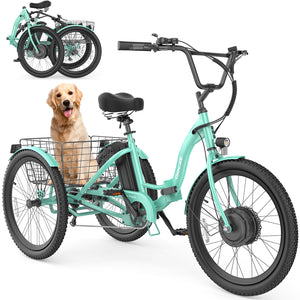 Gocio Electric Tricycle for Adults, Peak 500W Motor Electric Trike 48V 10.4AH UL2849 Battery, Cargo Motorized Tricycle, Shimano 7 Gears 3-Wheel Electric Bike for Adults & Seniors - GOCIO