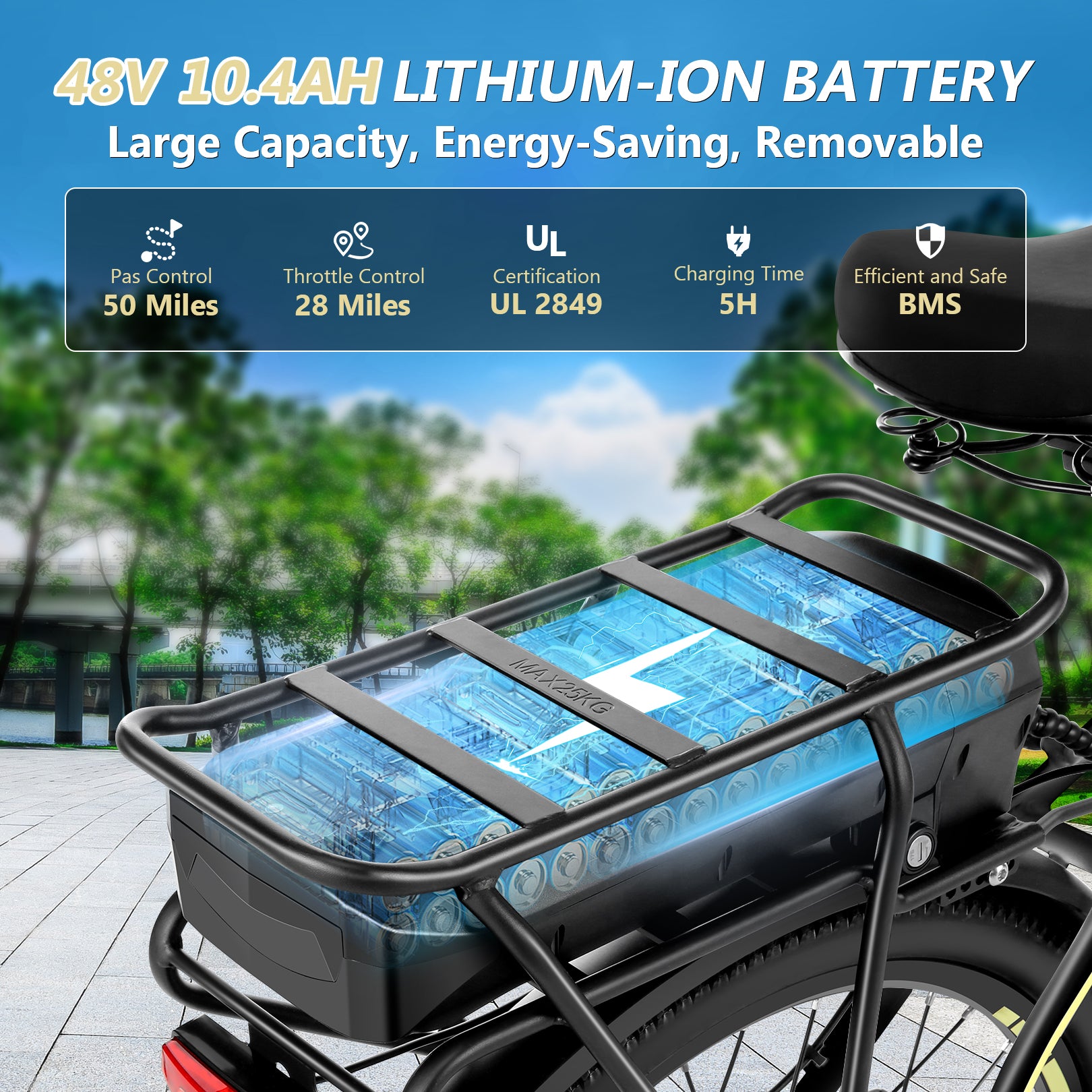 Gocio 26" Peak 700W Low Frame Electric Bike for Adults, Long-Lasting 48V 10.4Ah Battery, LCD Display, 5 Riding Modes, Headlight and Taillight, 7 Speeds Commuter Women Ebike, City Cruiser Ebike, Black