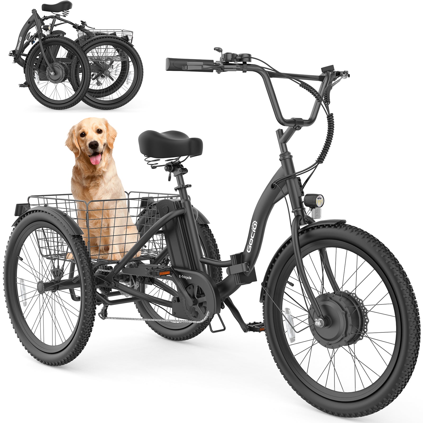 Gocio Electric Tricycle for Adults, Peak 500W Motor Electric Trike 48V 10.4AH UL2849 Battery, Cargo Motorized Tricycle, Shimano 7 Gears 3-Wheel Electric Bike for Adults & Seniors
