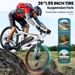 Gocio Electric Bike 500W Adult Electric Mountain Bike 26" Off Road Electric Bicycle 21 Speed Commuter E-Bike Max 19.8mph with 48V 375Wh Battery UL2849 - GOCIO