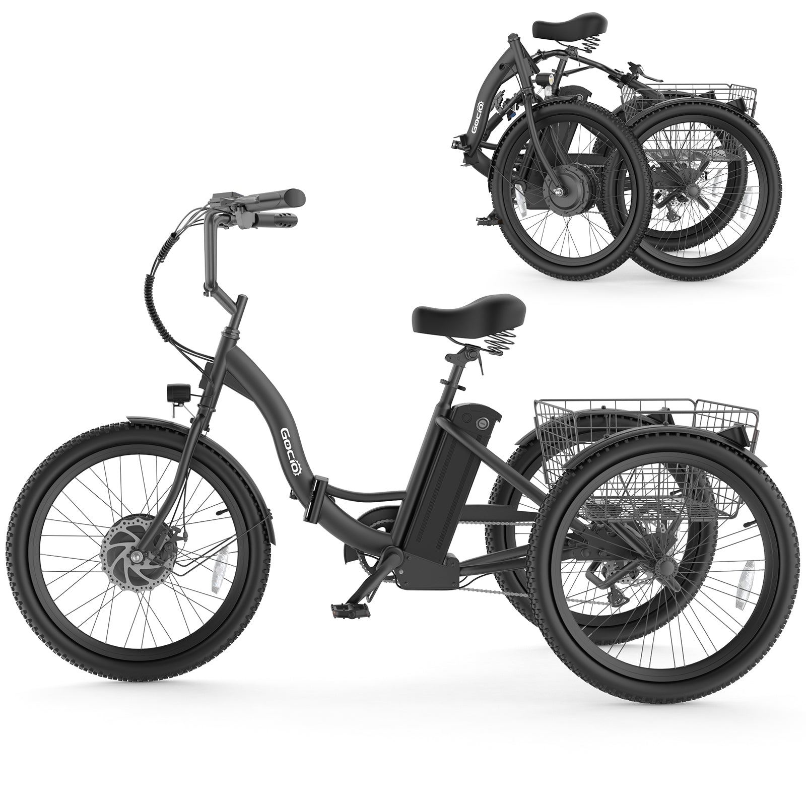 Gocio Electric Tricycle for Adults, Peak 500W Motor Electric Trike 48V 10.4AH UL2849 Battery, Cargo Motorized Tricycle, Shimano 7 Gears 3-Wheel Electric Bike for Adults & Seniors