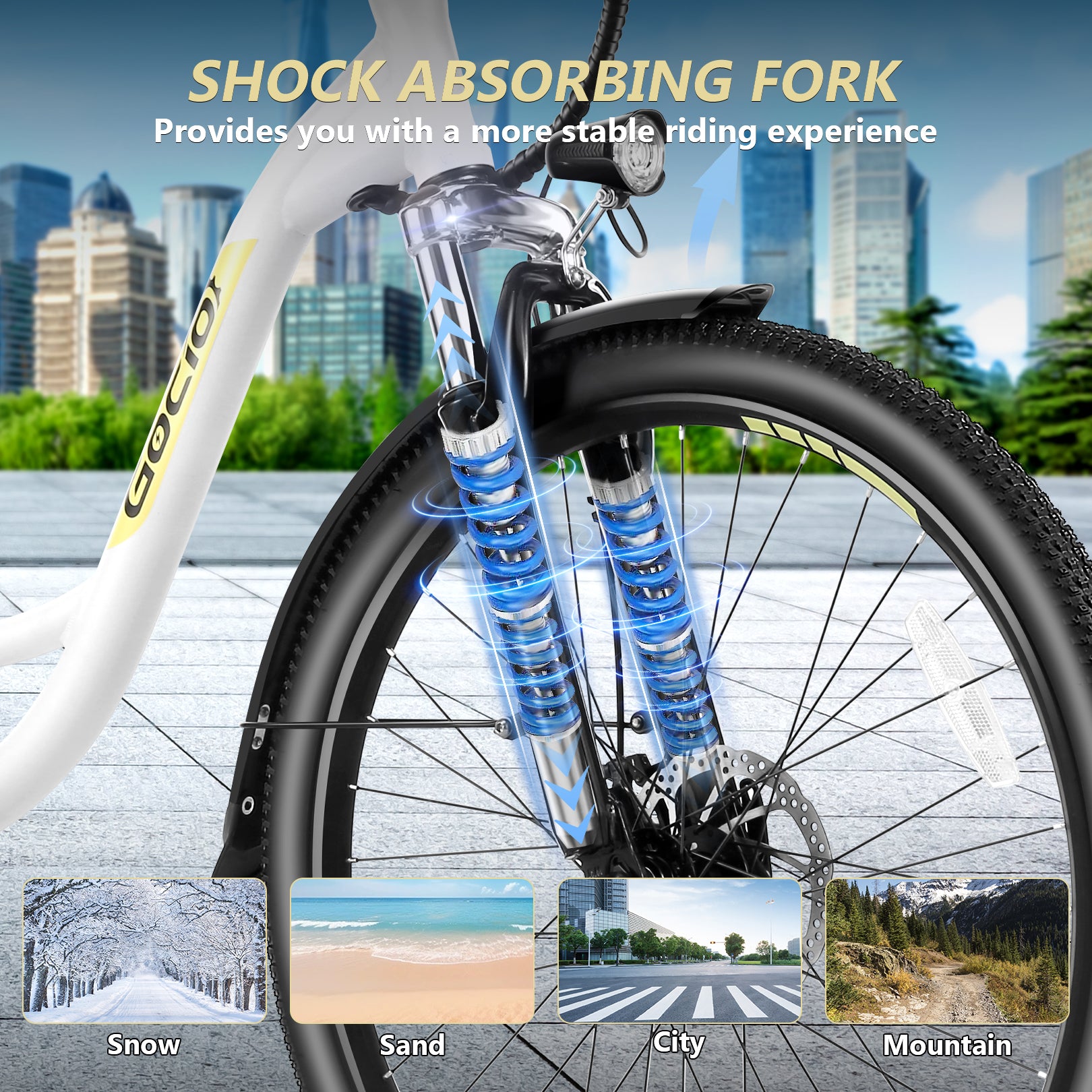 Gocio 26" Peak 700W Low Frame Electric Bike for Adults, Long-Lasting 48V 10.4Ah Battery, LCD Display, 5 Riding Modes, Headlight and Taillight, 7 Speeds Commuter Women Ebike, City Cruiser Ebike, Black