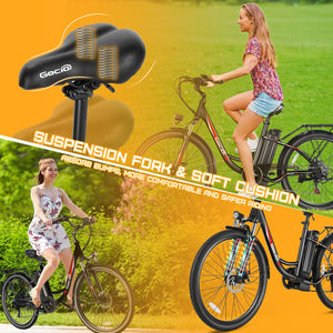 Gocio 26 in. Electric Bicycle 500W Electric Hybrid Bike, 48V Adjustable City Ebike for Adults, Suspension Fork, Max 19.8MPH, 7 Speed Gears Electric Commuter Bike for Men and Women, UL2849 - GOCIO