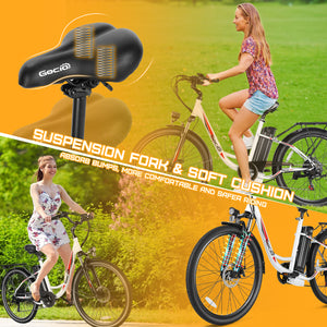 Gocio 26 in. Electric Bicycle 500W Electric Hybrid Bike, 48V Adjustable City Ebike for Adults, Suspension Fork, Max 19.8MPH, 7 Speed Gears Electric Commuter Bike for Men and Women, UL2849 - GOCIO
