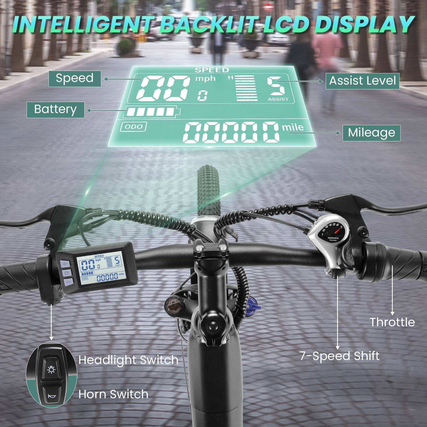 intelligent e bike display manual Gocio 26" x 2.1" Electric Bike for Adults, 500W Commuter Ebike, 48V 72 – GOCIO