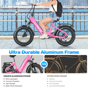 Gocio Electric Bike for Adults, Peak 1025W Mountain E Bike, 48V 13AH Removable Lithium-Ion Battery Ebikes, 20"x4.0" Fat Tire Electric Bicycles, 3A Fast Charge, up to 60 Miles Man Woman UL2849 - GOCIO