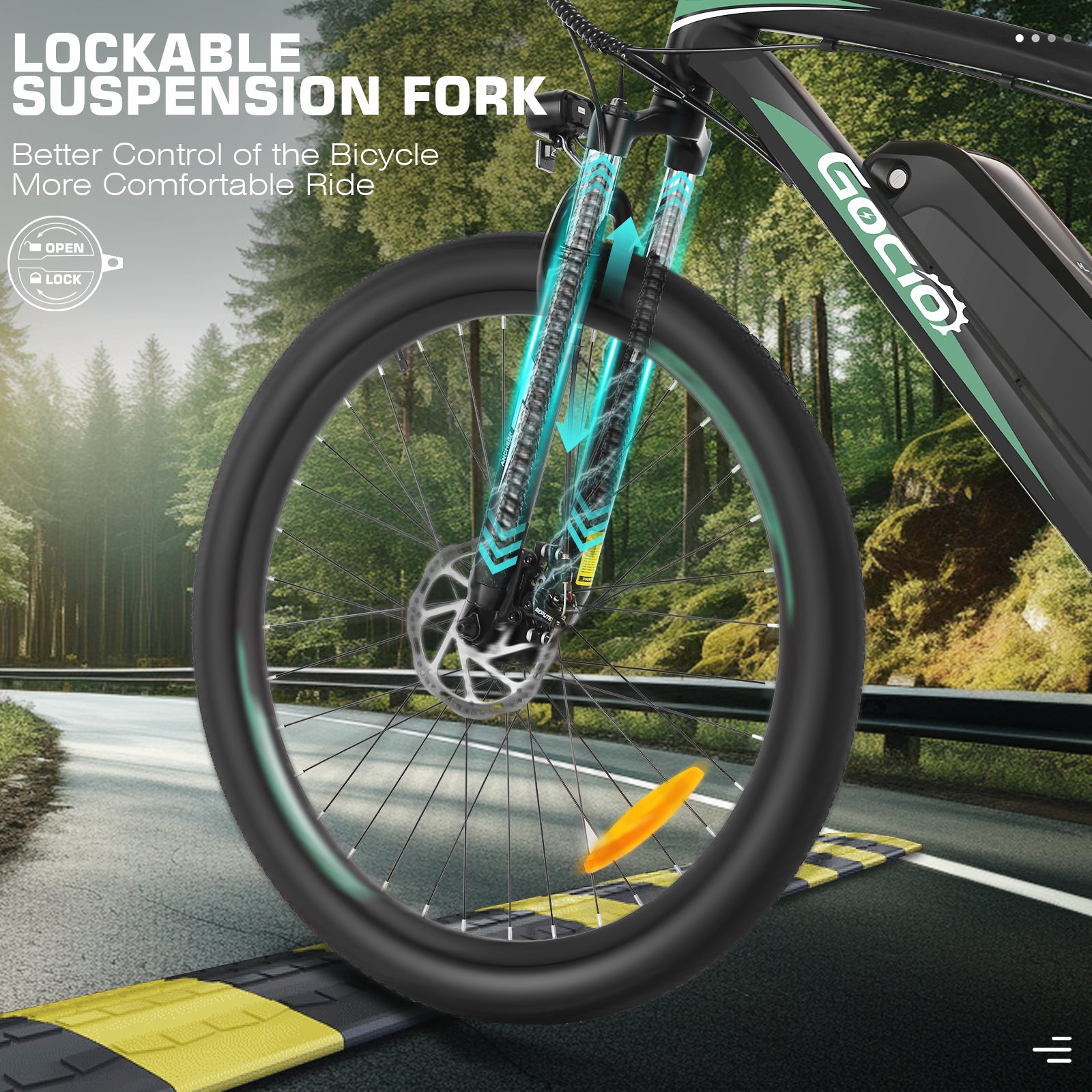 Gocio 27.5" Electric Bike, Peak 750W Electric Bike for Adults, 22mph Electric Mountain Bicycles, 48V 10.4Ah Battery Ebike UL 2849, Aluminum Alloy, Lockable Suspension Fork, Shimano 21 Speed - GOCIO