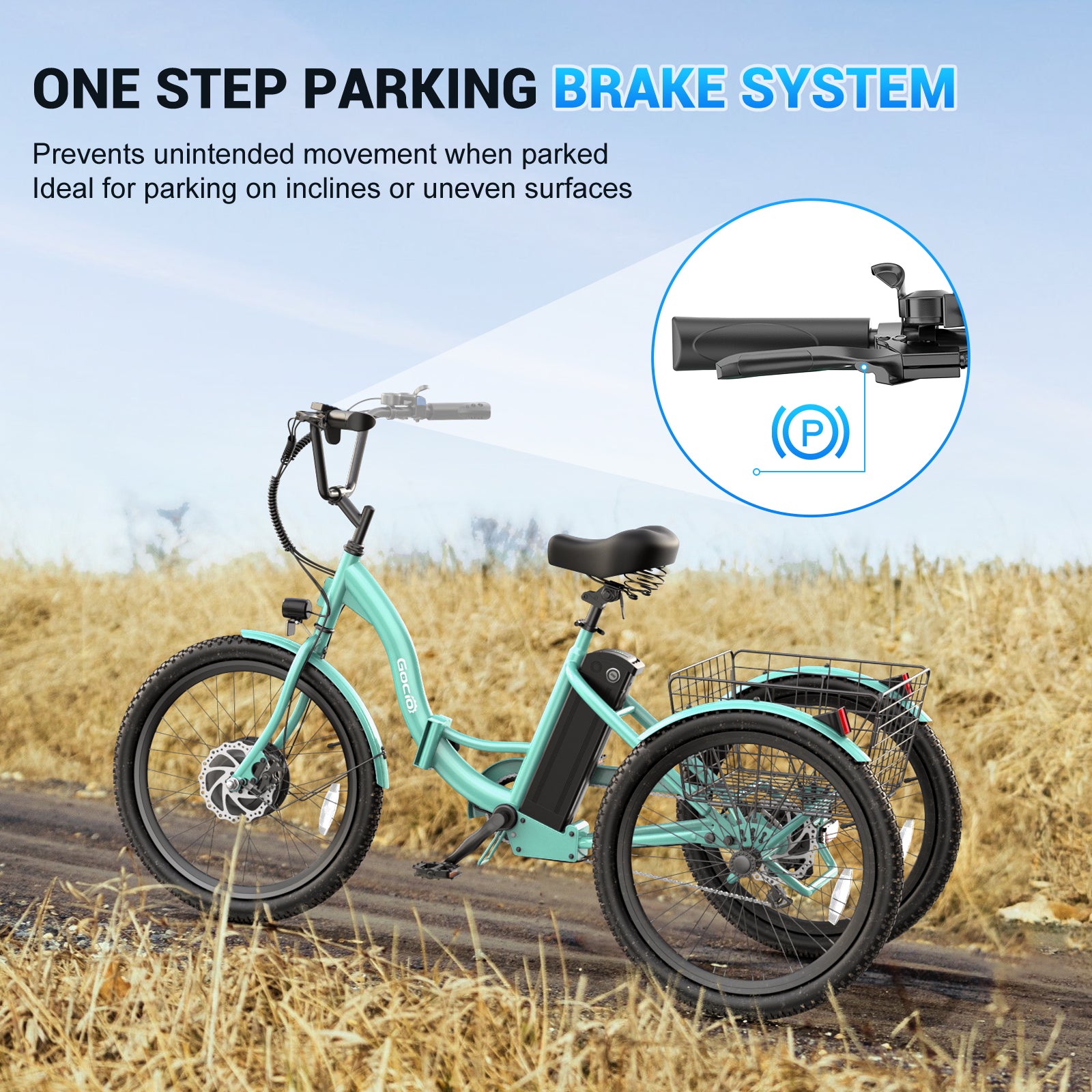 Gocio Electric Tricycle for Adults, Peak 500W Motor Electric Trike 48V 10.4AH UL2849 Battery, Cargo Motorized Tricycle, Shimano 7 Gears 3-Wheel Electric Bike for Adults & Seniors