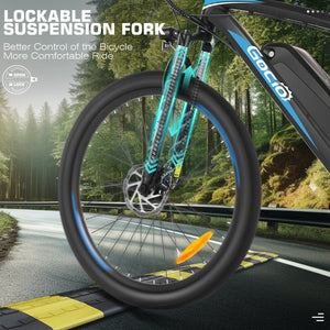 Gocio 27.5" Electric Bike, Peak 750W Electric Bike for Adults, 22mph Electric Mountain Bicycles, 48V 10.4Ah Battery Ebike UL 2849, Aluminum Alloy, Lockable Suspension Fork, Shimano 21 Speed - GOCIO