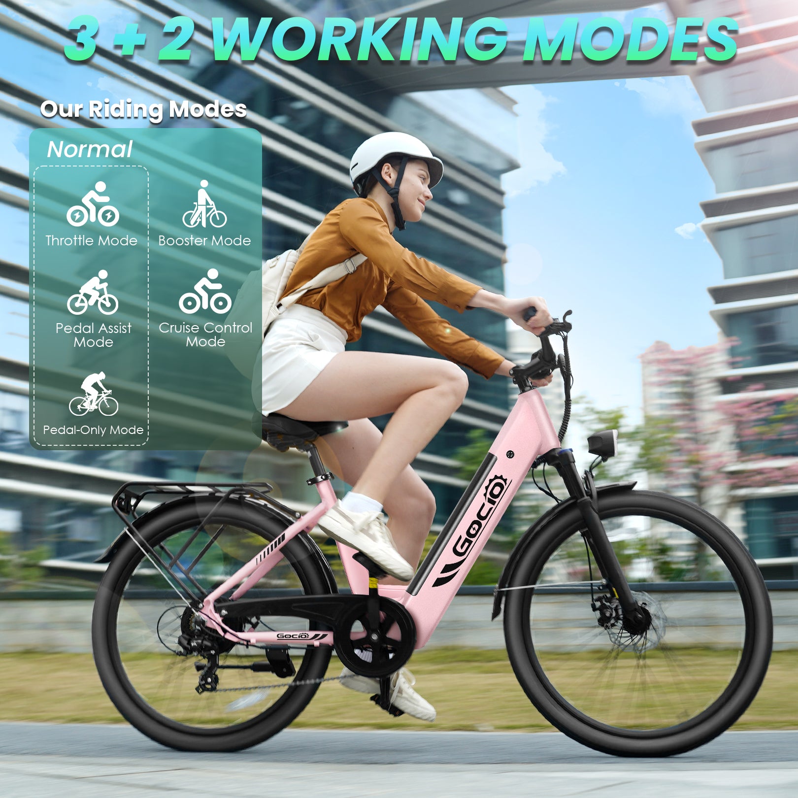 Gocio 26" x 2.1" Electric Bike for Adults, 500W Commuter Ebike, 48V 720wh Built-in Battery, 5 Riding Modes, Max 60 Miles, LCD, Lockable Front Suspension Step Thru E Bikes UL 2849