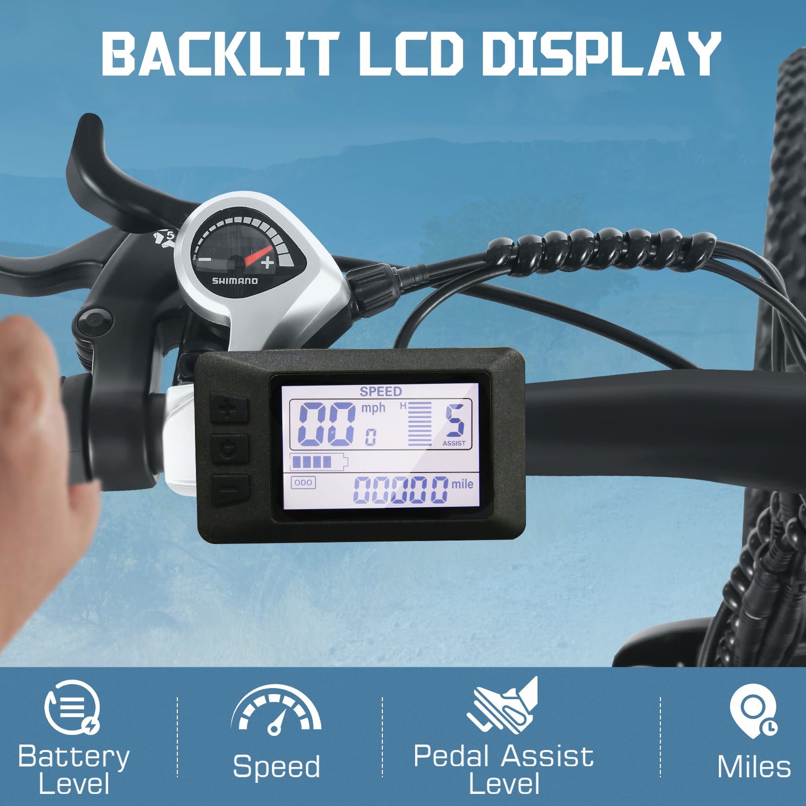 Gocio 500W 26" Electric Bike, 2.1" Electric Mountain Bike for Adults, 499Wh 48V 10.4Ah Battery 19.8MPH 3H Fast Charge Ebike, LCD Display, Lockable Suspension Fork, Shimano 21 Speed UL2849